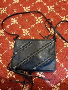 Rebecca Minkoff Black Leather Crossbody with Diagonal Zippers